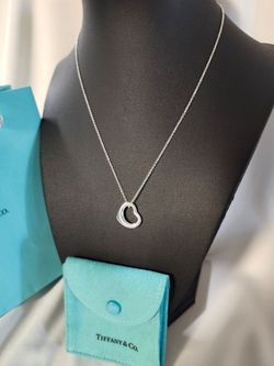 Tiffany & Co. Elsa Peretti Open Heart Pendant  Necklace 16"