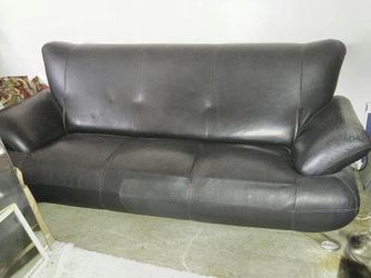 Black leather couch sofa