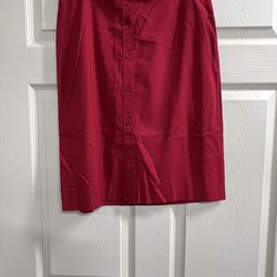Ann Taylor Red Stretch Button Down Skirt - Size 8 - EUC