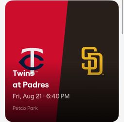 Padres Game Tickets:  Twins at Padres Fri, Aug 21 • 6:40 PM