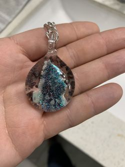 Dichroic Peacock Colored Necklace And Earrings