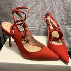Aldo Red Stiletto Sandal Heel Size 7
