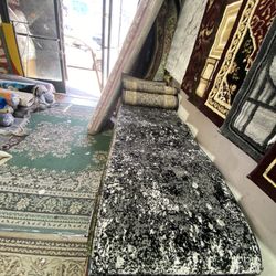 2x7 Area Rugs Carpet Rugs Runner Hallway Abstract Design Colors Black Gray
