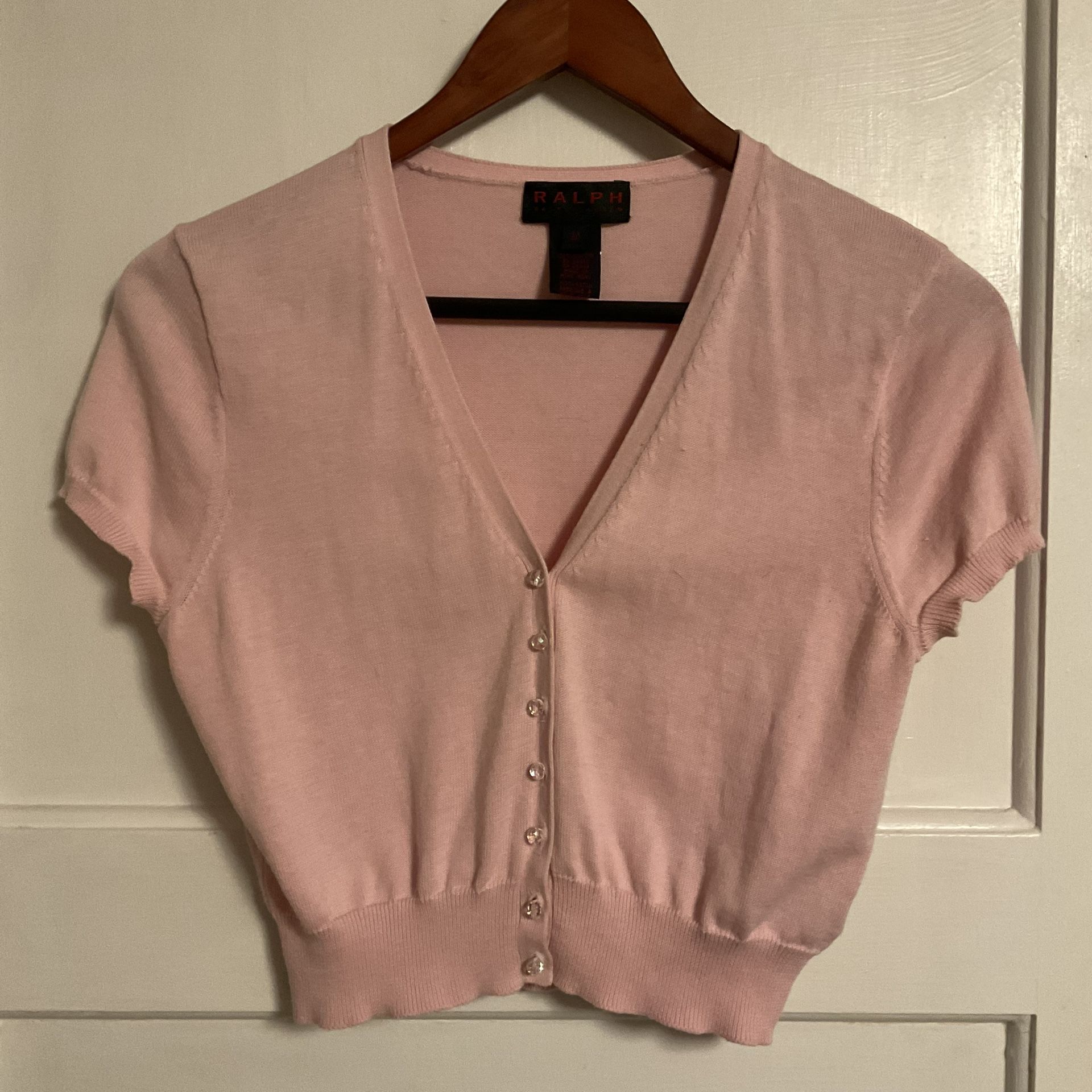 Ralph Lauren Sweater Womens Cardigan Cropped pink M