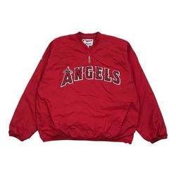 Majestic Anaheim Angels Windbreaker Jacket XL Mens 1/4 Zip Pullover Sweatshirt