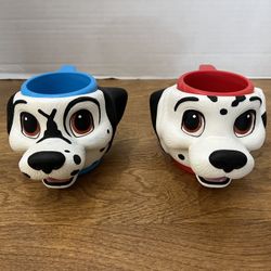 Vintage 1990's Applause Co Children's 3D Dalmatians Cups - Set of 2