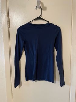 Navy Blue Long Sleeve Fitted Top