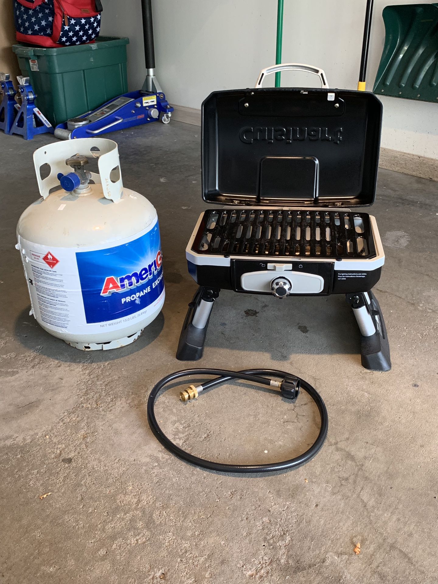 Portable Grill, Propane and Adapter
