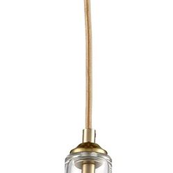 Modern Brushed Gold Pendant Light Clear Glass Adjustable Cord Hanging Light for Living Room Kitchen Island Chandelier with Bell Shape