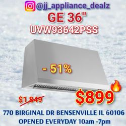 🌪New GE Profile 36" Wide Commercial Wall Mounted Range Hood UVW93642PSS