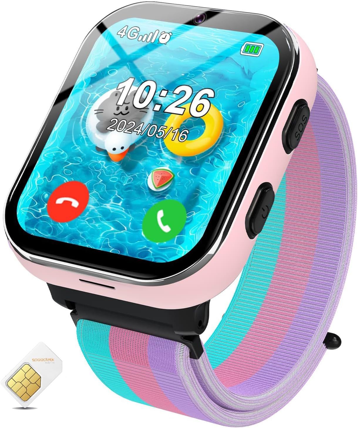 Smart Watch for Kids 4G Kids Smartwatch Phone Touch Screen Call SOS Games Pedometer Fitness Alarm Calculator Clock Camera Music Player Suitable for