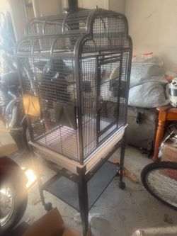 Large Bird Cage with Rolling Stand