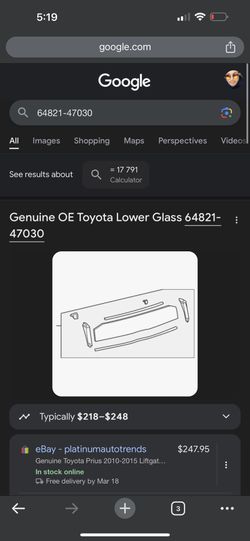10-15 Toyota Prius Lower Glass