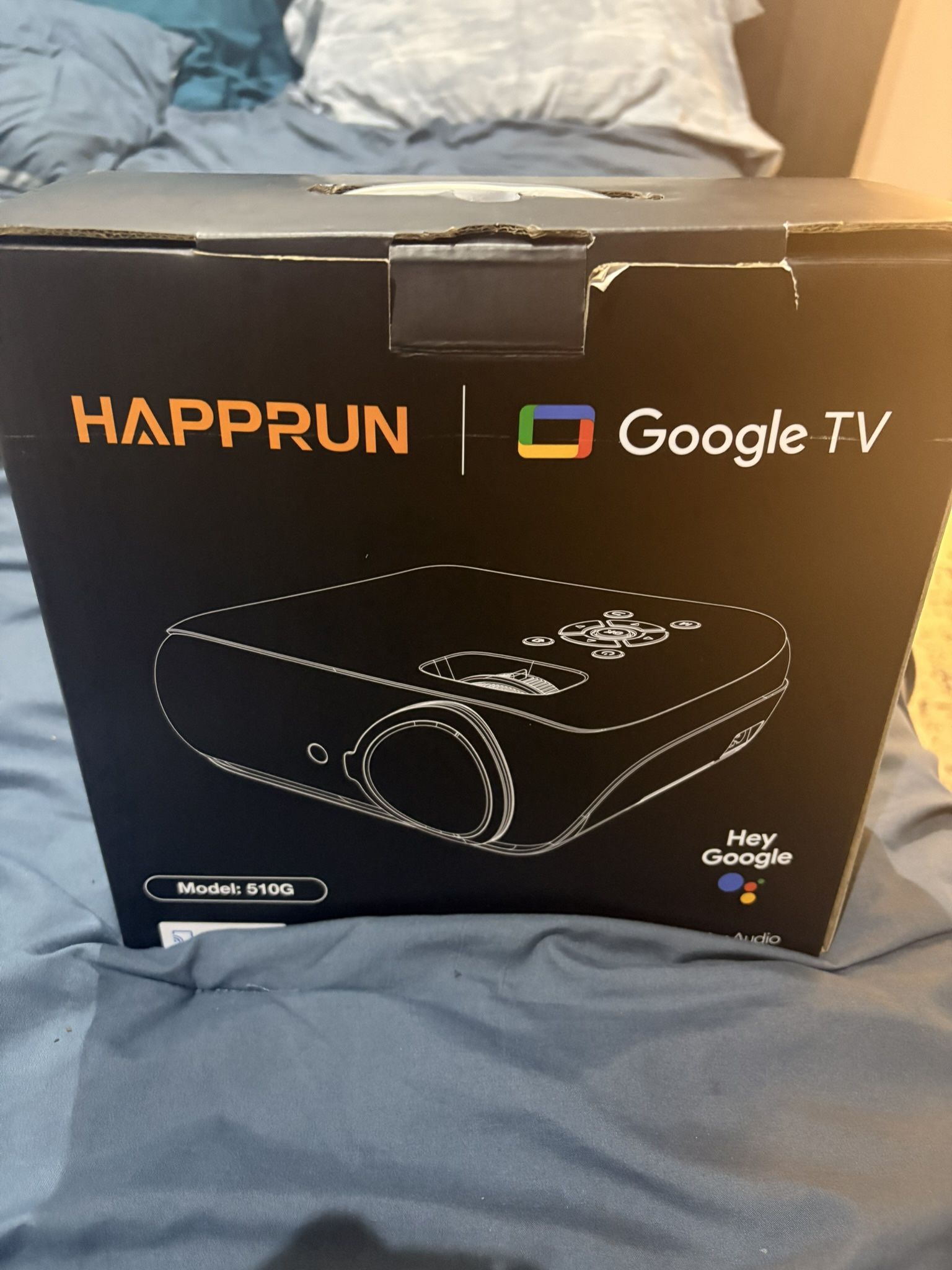 HAPPRUN Google TV Projector – Like New Complete Set