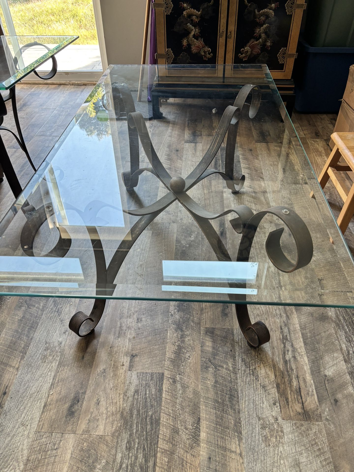 3 Piece Set: 2 Glass End Tables And 1 Glass Coffee Table