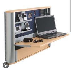 Wall-Mounted Fold-Out Desk Workstation