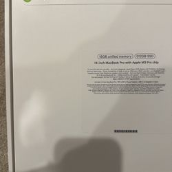 New Apple MacBook Pro 14-inch M3 Pro 11 Core CPU 14 GPU 18GB RAM 512GB Storage 14.2"