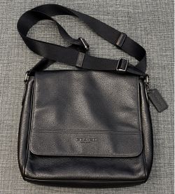 Coach Houston Map Bag 4007 – Black Genuine Leather Crossbody Messenger Bag