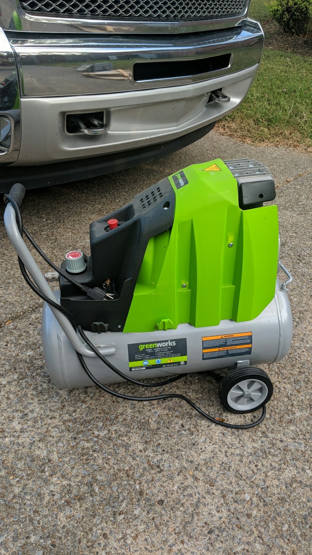 Greenworks air compressor 125 psi 6 gallon