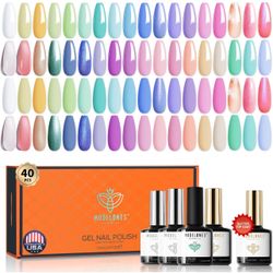 Brandnew 40 Pcs Gel Nail Polish Kit, 36 Colors Dreamy Macaroon Pastel Gel Polish Colors Set Soak Off LED Soft Summer Bright Purple Pink Blue Yellow Gr