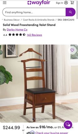 Solid Wood Freestanding Valet Stand