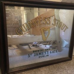 Rare Framed Guinness Stout Pub Mirror Vintage