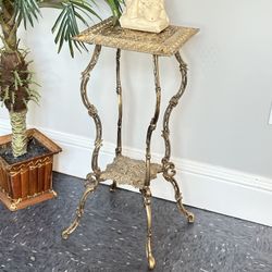 Ornate Metal Pedestal Table H28.5” xW12”