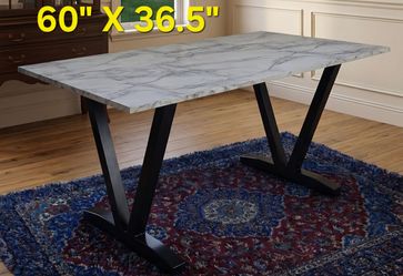 Faux Marble-Top Dining Table 60" x 36.5"