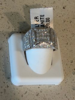 Size 10 silver with moosanite ring
