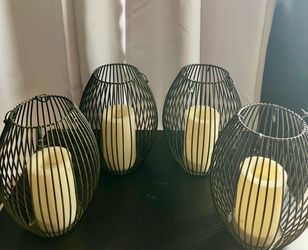 Set of 4 metal battery operated candles