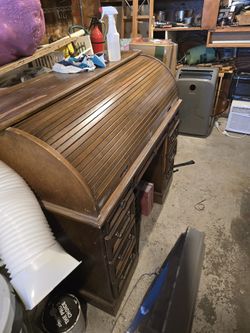 Vintage Wood Roll Top Desk