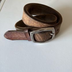 Gray Leather Belt. Leather Island. Designed By Fill Lavin. Size 36. 