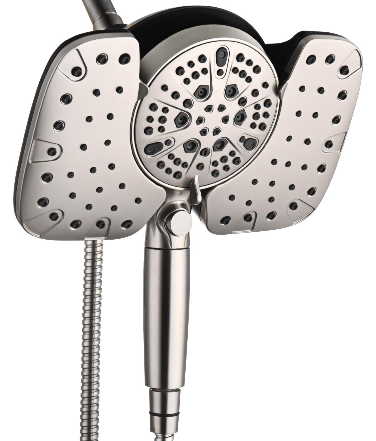 INAVAMZ Nickel 2.5GPM Shower Head With Handheld High Pressure: 10” Rainfall Shower Head & HandHeld Shower Head, 10 Spray Settings Detachable Shower He