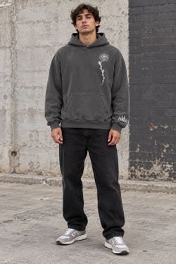 La Familia Heavy lbs Rose Steel Grey Mineral Wash Hoodie XL