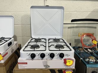 Estufas Nuevas De Mesa ConTapa De 4 Hornillas Color Blanco ( Solo Para Gas Propano El Mismo Del BBQ )