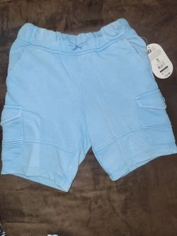 Boy Shorts With Pockets. Baby Blue Shorts. Adjustable Waistband 