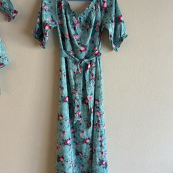 Dresses. Set For Mom and Daughter . L Adult and XXS Kid