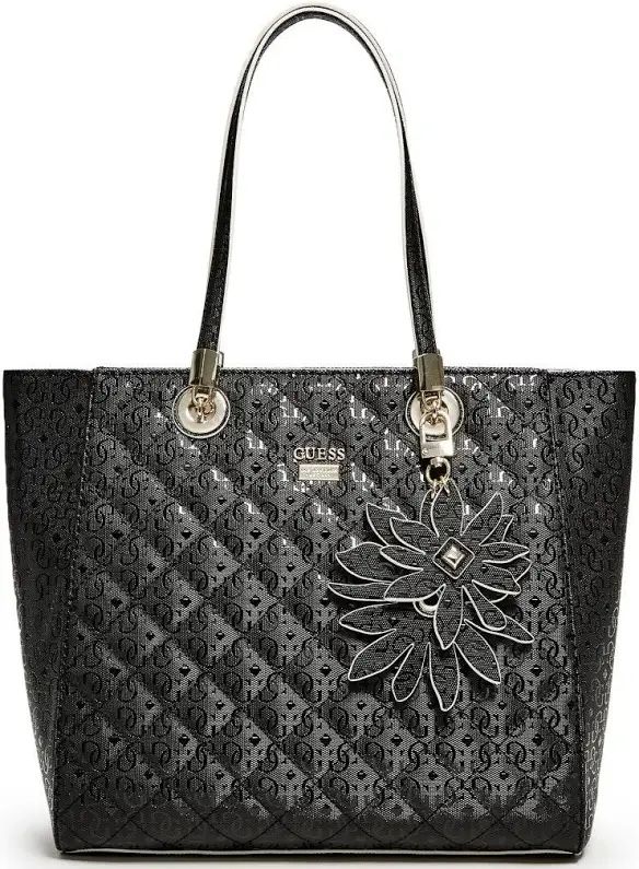 Guess Black Floral Embellished Tote Bag