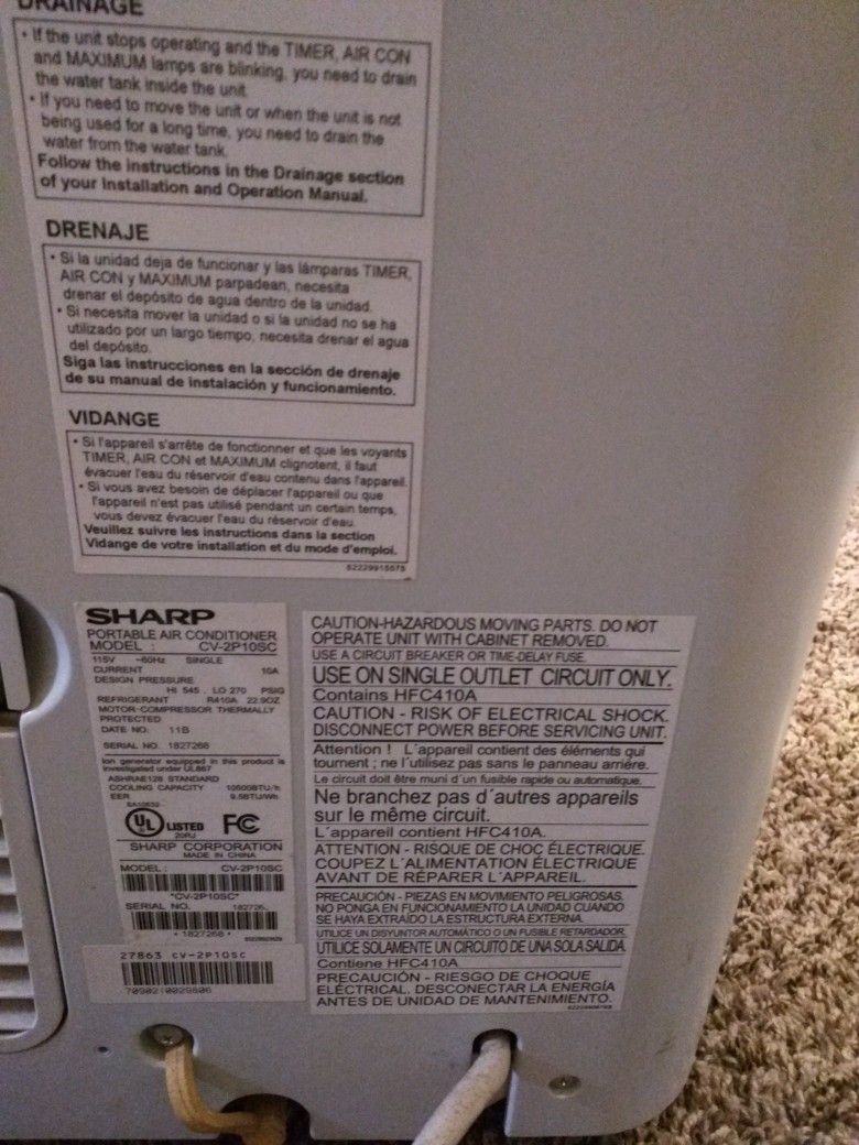 Sharp CV2P10SC Air Conditioner for Sale in San Diego, CA OfferUp