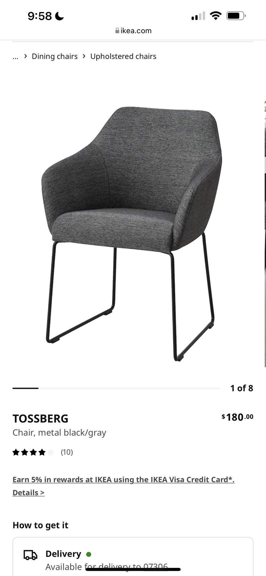 TOSSBERG Chair, metal black/gray