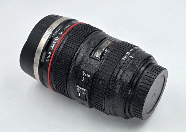 C2 Canon Caniam Camera Lens EF 24-105mm Stainless Steel Travel Tea Coffee Mug Cup