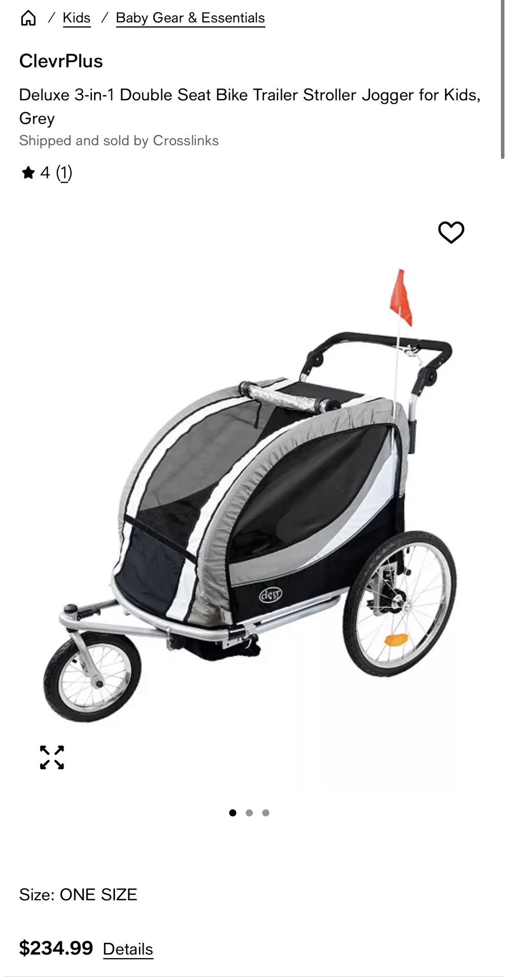 New Deluxe 3-in-1 Double Seat Bike Trailer Stroller Jogger