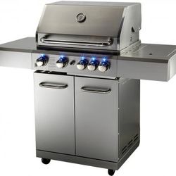 New Stainless Steel Outdoor Propane BBQ 5 Burner Grill w/ Rotisserie + Cover