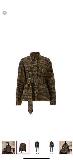PROENZA SCHOULER NWT ($693) Long Sleeve Camo Print Belted Jacket S