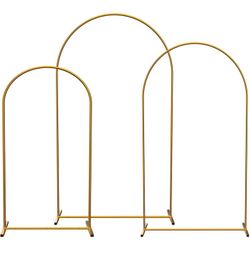 LANGXUN Gold Metal Arch Backdrop Stand Set, 7.2ft / 6.6ft / 6ft Balloon Arch Frame for Wedding Birthday Party Baby Shower Graduation Anniversary Decor