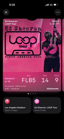 Ed Sheeran: Loop Tour Tickets @ SoFi - Floor Seats