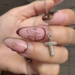 925 Sterling Silver Diamond T Necklace 