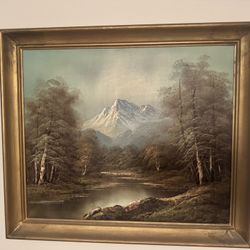 H. Wilson Mountain Oil Painting