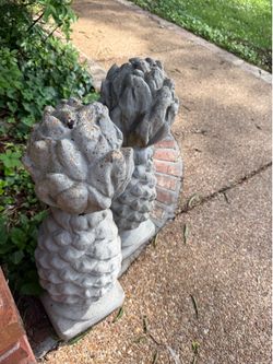 Concrete Pineapple Garden Statues Pair