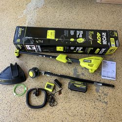 RYOBI 40V 15 in. Expand-It Cordless Battery Attachment Capable String Trimmer with 4.0 Ah Battery and Charger